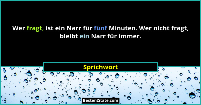 Wer fragt, ist ein Narr für fünf Minuten. Wer nicht fragt, bleibt ein Narr für immer.... - Sprichwort