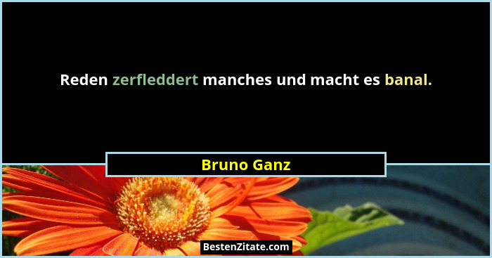 Reden zerfleddert manches und macht es banal.... - Bruno Ganz