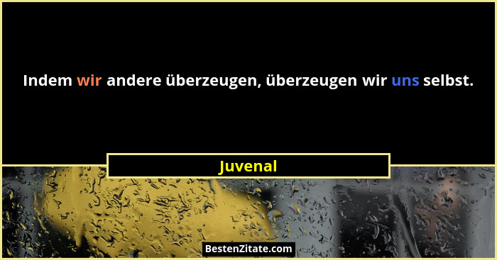 Indem wir andere überzeugen, überzeugen wir uns selbst.... - Juvenal