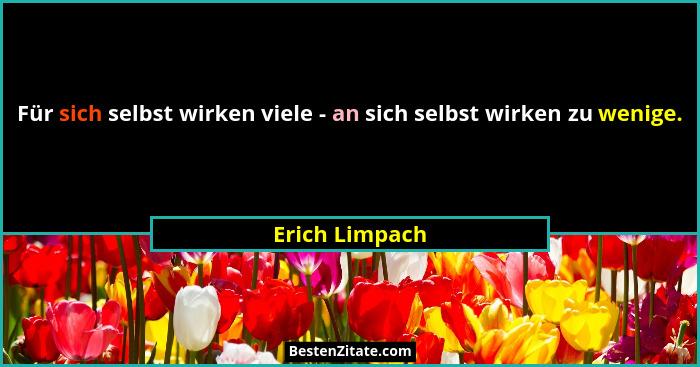 Für sich selbst wirken viele - an sich selbst wirken zu wenige.... - Erich Limpach