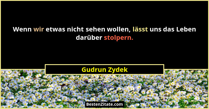 Wenn wir etwas nicht sehen wollen, lässt uns das Leben darüber stolpern.... - Gudrun Zydek