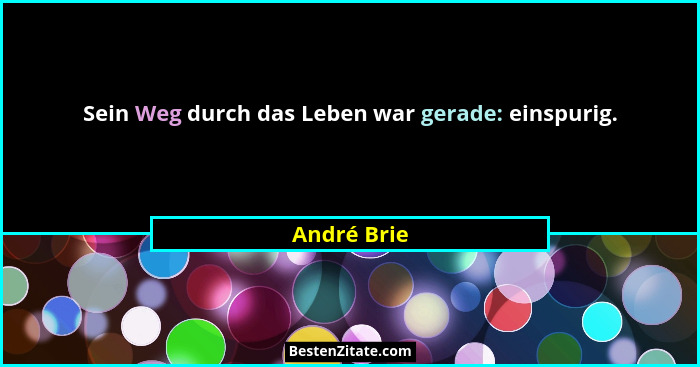 Sein Weg durch das Leben war gerade: einspurig.... - André Brie