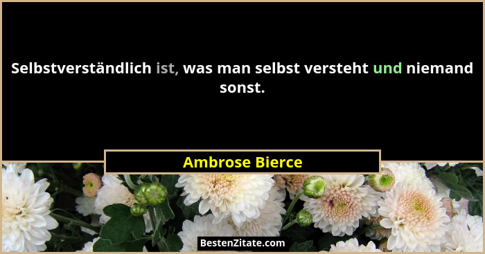 Selbstverständlich ist, was man selbst versteht und niemand sonst.... - Ambrose Bierce