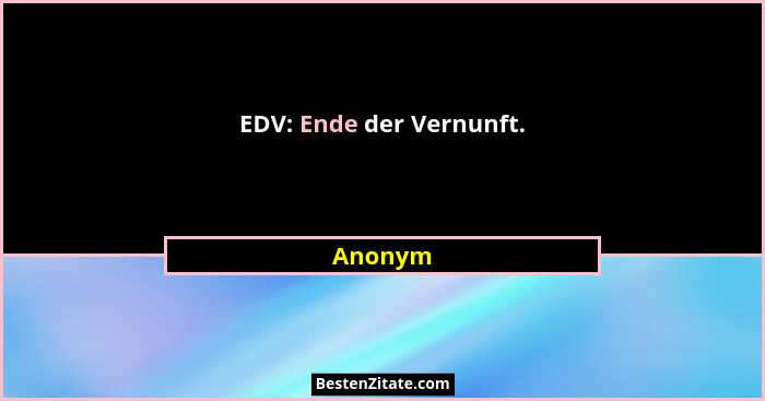 EDV: Ende der Vernunft.... - Anonym