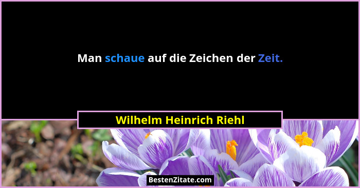 Man schaue auf die Zeichen der Zeit.... - Wilhelm Heinrich Riehl