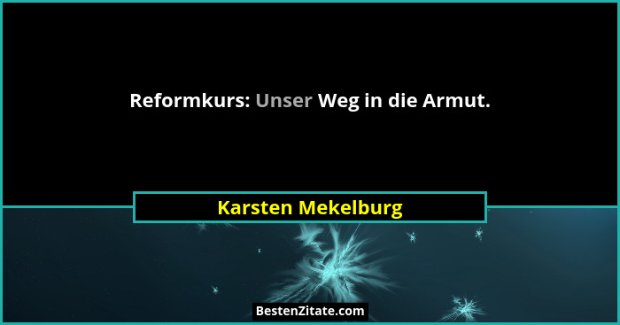 Reformkurs: Unser Weg in die Armut.... - Karsten Mekelburg