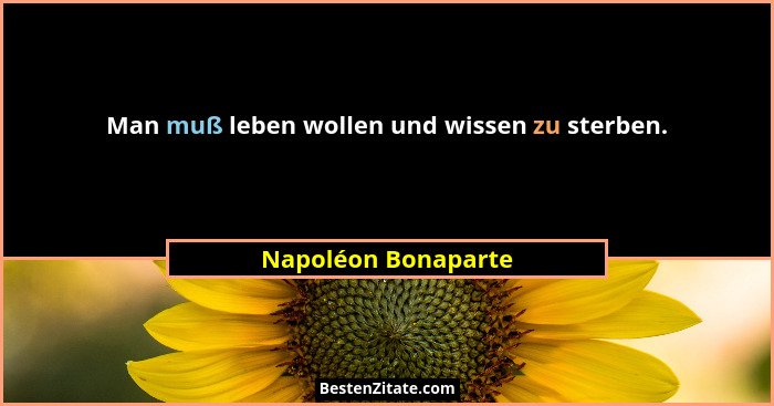 Man muß leben wollen und wissen zu sterben.... - Napoléon Bonaparte