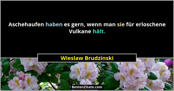 Aschehaufen haben es gern, wenn man sie für erloschene Vulkane hält.... - Wieslaw Brudzinski