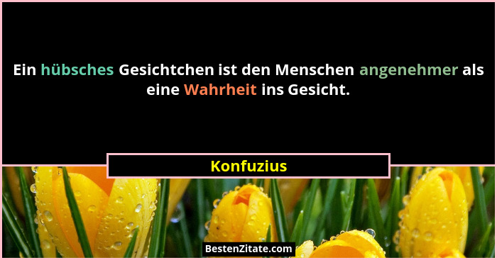 Ein hübsches Gesichtchen ist den Menschen angenehmer als eine Wahrheit ins Gesicht.... - Konfuzius