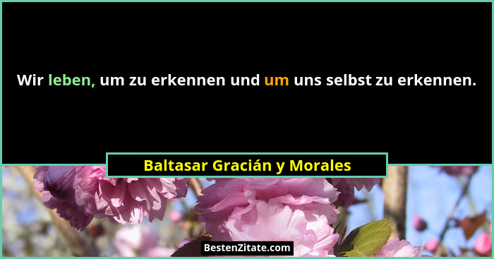 Wir leben, um zu erkennen und um uns selbst zu erkennen.... - Baltasar Gracián y Morales