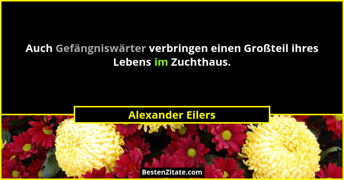 Auch Gefängniswärter verbringen einen Großteil ihres Lebens im Zuchthaus.... - Alexander Eilers