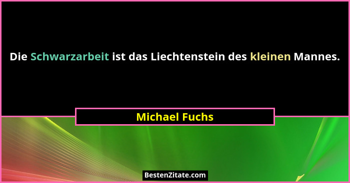 Die Schwarzarbeit ist das Liechtenstein des kleinen Mannes.... - Michael Fuchs