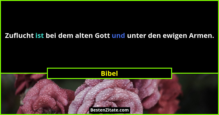 Zuflucht ist bei dem alten Gott und unter den ewigen Armen.... - Bibel