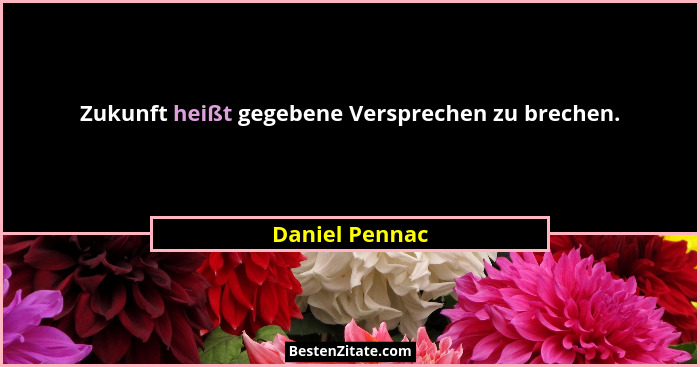 Zukunft heißt gegebene Versprechen zu brechen.... - Daniel Pennac