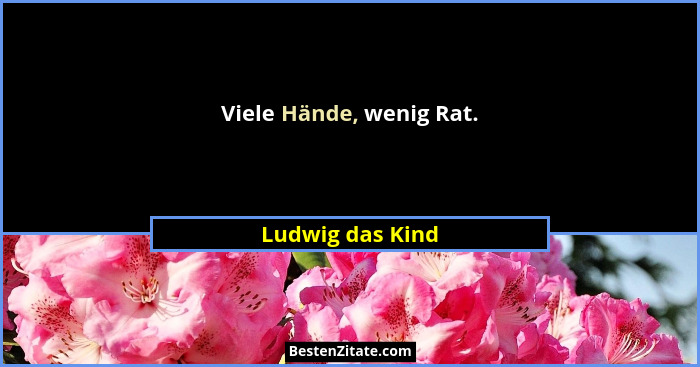 Viele Hände, wenig Rat.... - Ludwig das Kind