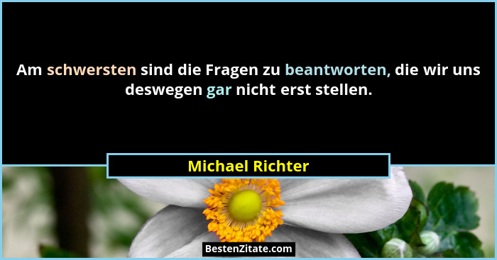 Am schwersten sind die Fragen zu beantworten, die wir uns deswegen gar nicht erst stellen.... - Michael Richter