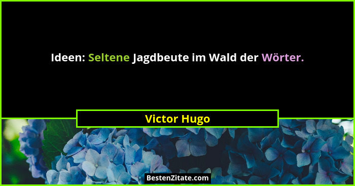 Ideen: Seltene Jagdbeute im Wald der Wörter.... - Victor Hugo