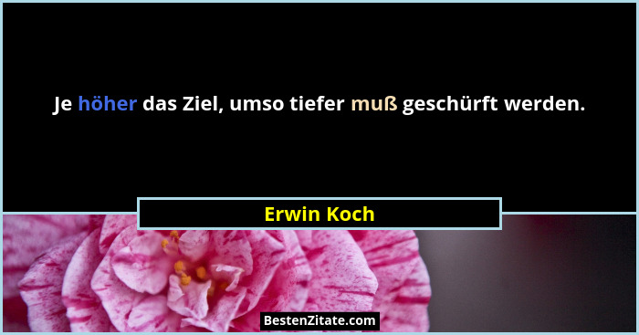 Je höher das Ziel, umso tiefer muß geschürft werden.... - Erwin Koch