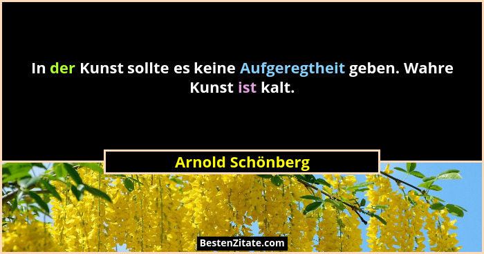 In der Kunst sollte es keine Aufgeregtheit geben. Wahre Kunst ist kalt.... - Arnold Schönberg