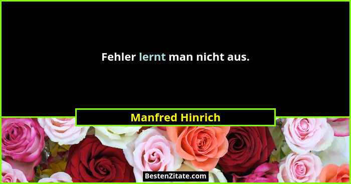 Fehler lernt man nicht aus.... - Manfred Hinrich